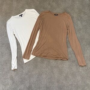 Express Women's Long Sleeve Tops in White and Tan